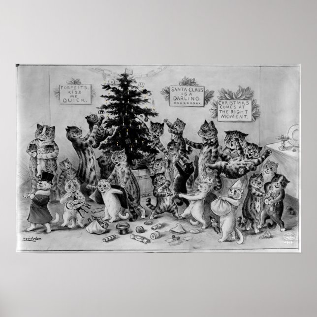 Poster des chats décorant l'arbre de Noël (Devant)