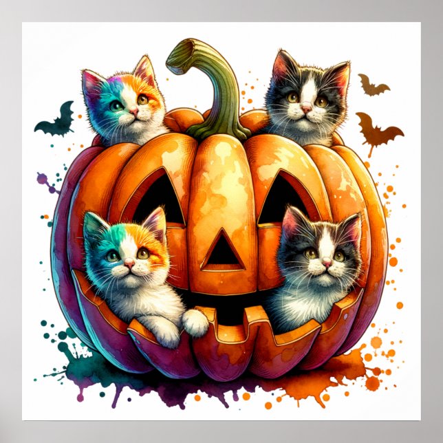Poster des chats d'Halloween (Devant)