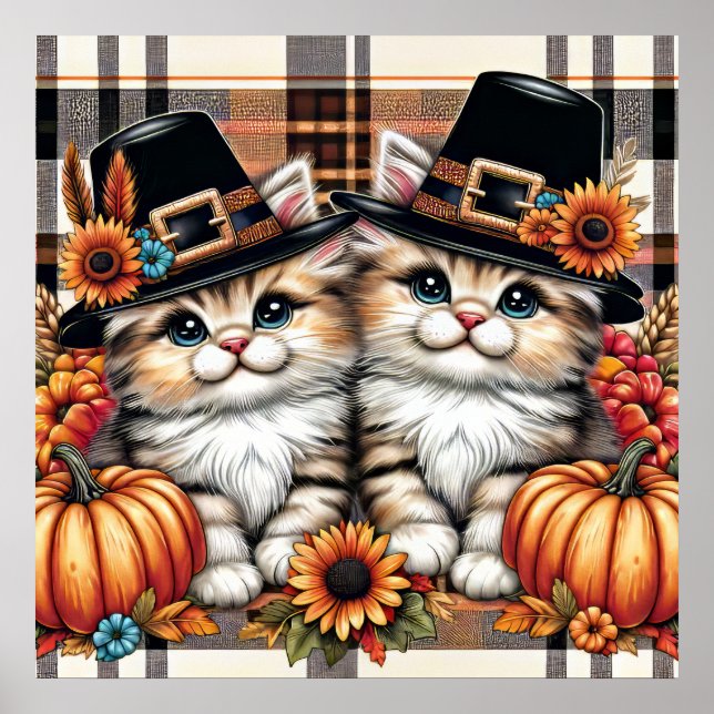 Poster des chats Thanksgiving (Devant)