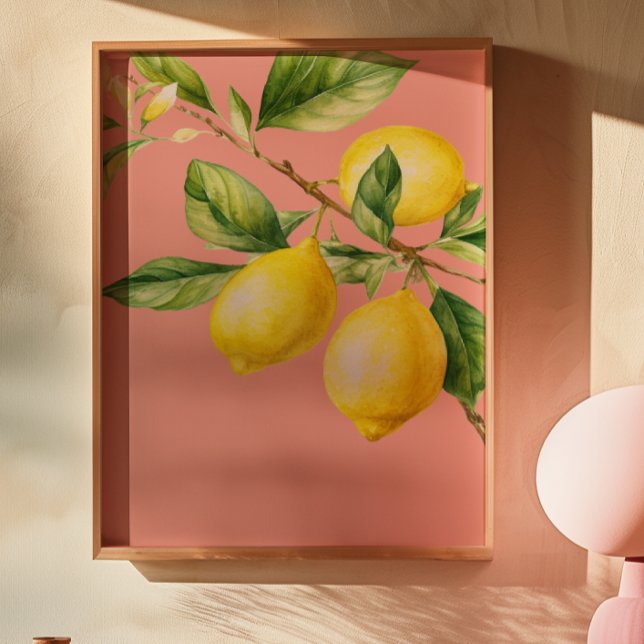 Poster des citrons rose Aquarelle (Créateur téléchargé)