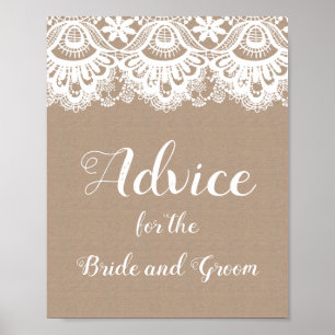 Poster des conseils Mariages Burlap et Lace