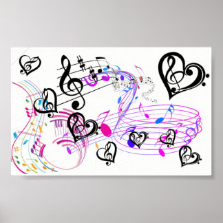 Poster des couleurs et des notes musicales sur la 