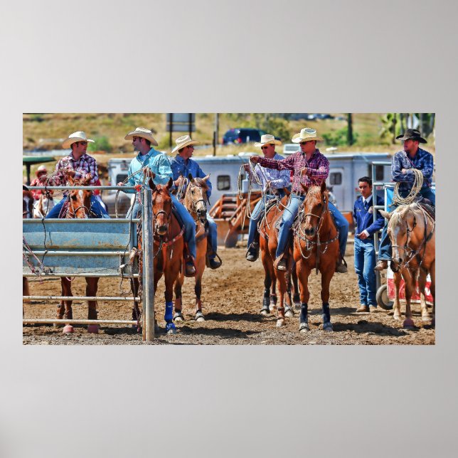 Poster Des cowboys à l'affiche de rodéo (Devant)