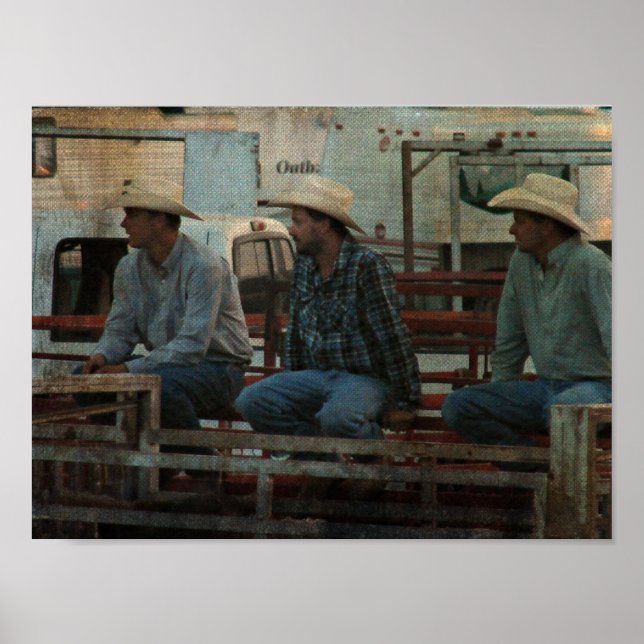 Poster Des cowboys dans un rodéo (Devant)