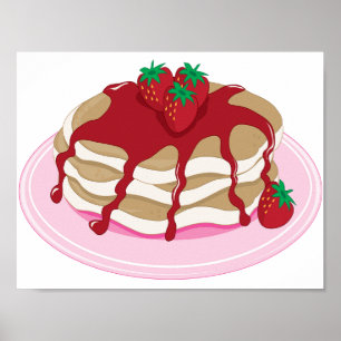 Poster des crêpes aux fraises