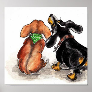 Poster des dachshunds qui regardent...