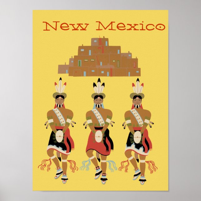 Poster des danseurs de tortues Pueblo Nouveau-Mexi (Devant)