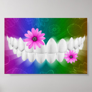 Poster des dents blanches Smile Rose Fleur Dentist