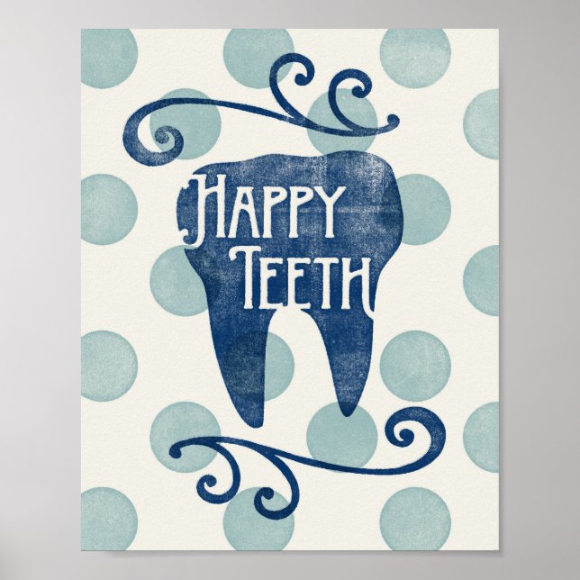 Poster des dents joyeux Art dentaire Dentiste Hygi (Devant)
