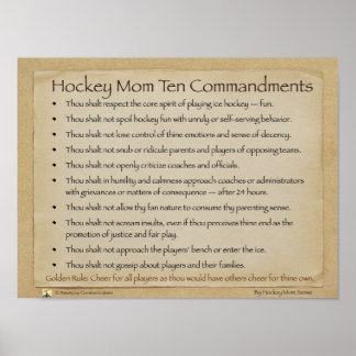 Poster des Dix Commandements de Maman de Hockey