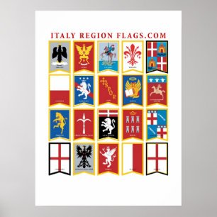 Poster des drapeaux de la région de l'Italie