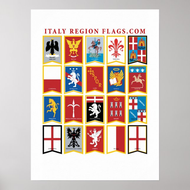 Poster des drapeaux de la région de l'Italie (Devant)