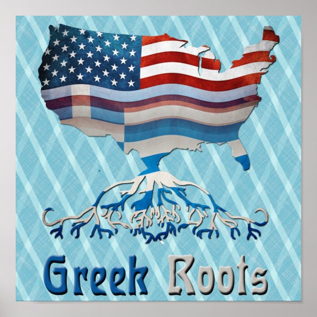 Poster des drapeaux grecs américains (Devant)