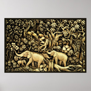 Poster des éléphants de la jungle 26 x 24