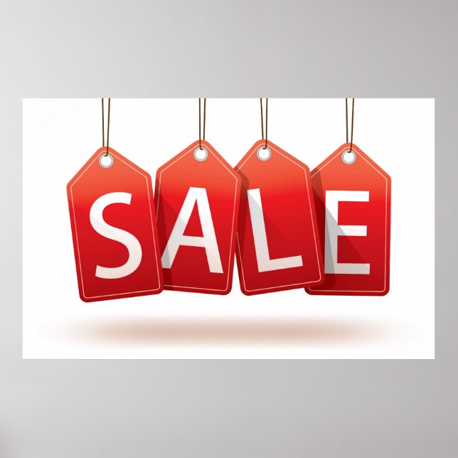 Poster des étiquettes de ventes rouges (Devant)