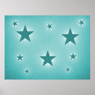 Poster des étoiles turquoises dans le ciel nocturn