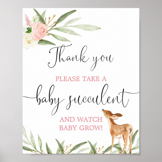 Poster Des faveurs succulentes signent baby shower de cer (Devant)
