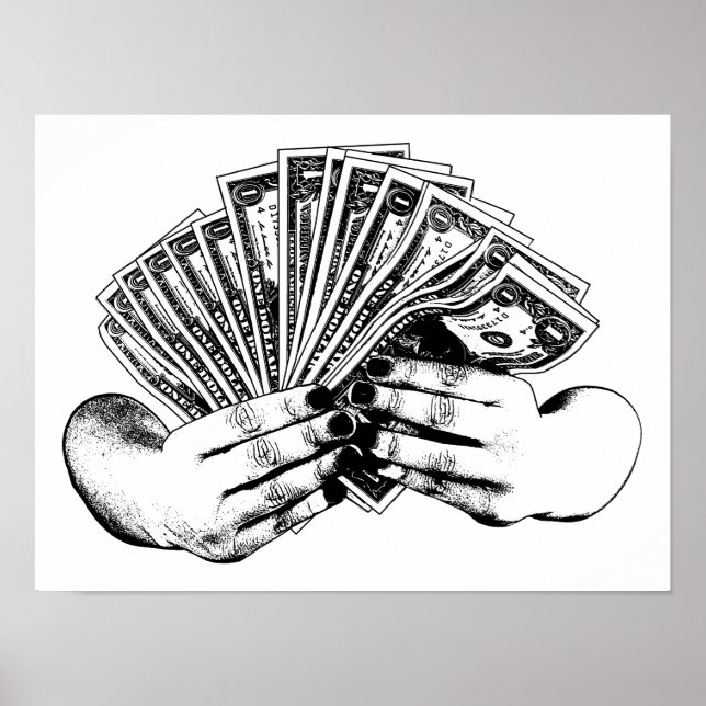 Poster des femmes mains tenant des billets en dollars arg (Devant)