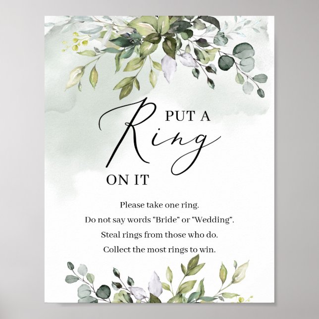 Poster Des feuilles verdoyants mettent une bague sur le p (Devant)