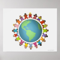 Des figurines multiethniques encerclent le monde
