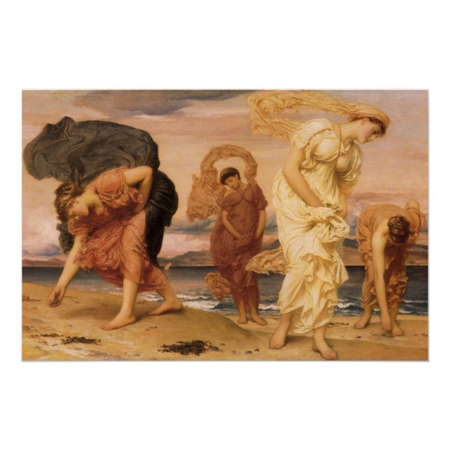 Poster Des Filles Grecques Ramassent Des Galets Par Lord  (Devant)