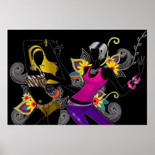Poster des filles Silhouette dansantes