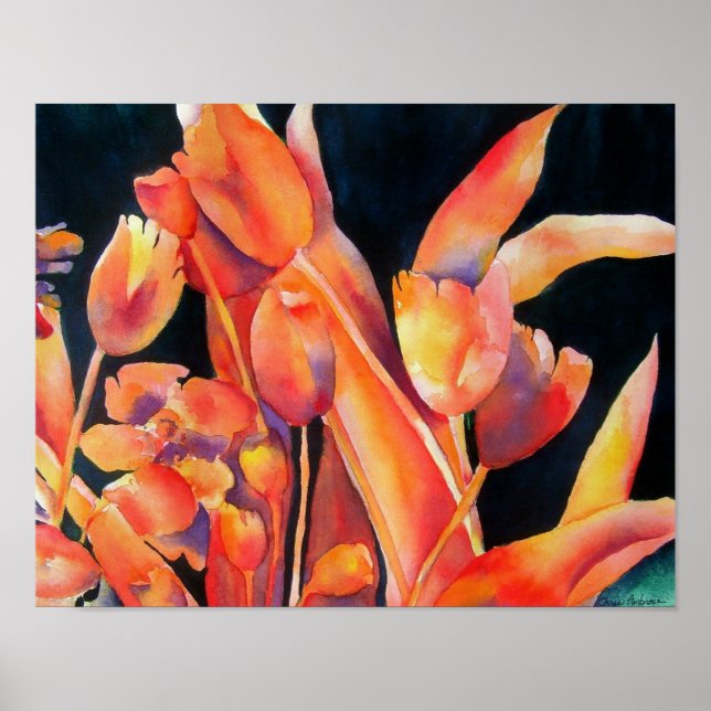 Poster des fleurs du coucher de soleil (Devant)