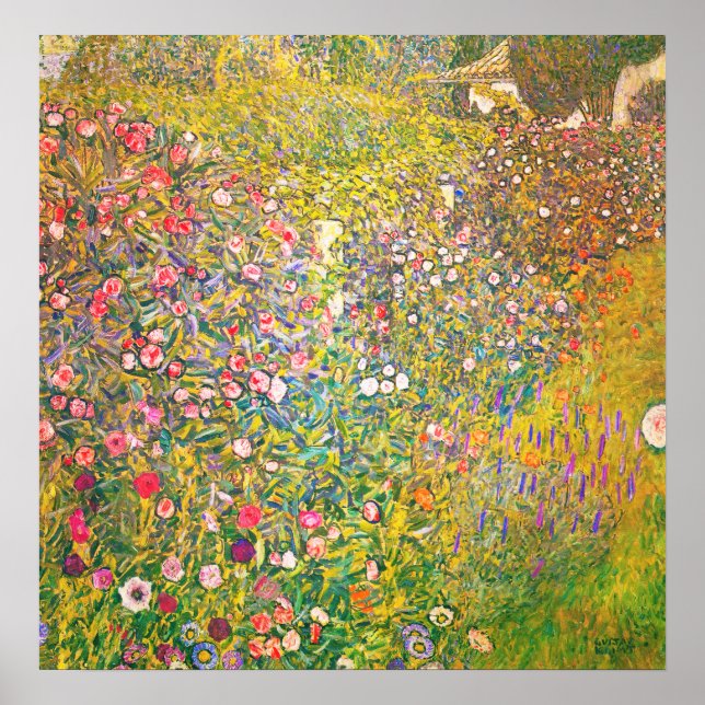 Poster des fleurs roses de Gustav Klimt (Devant)