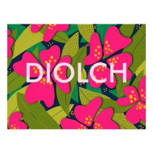 Poster des fleurs tropicales en Merci gallois