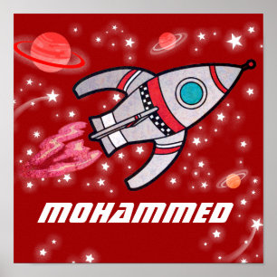 Poster des garçons de l'espace de la fusée rouge