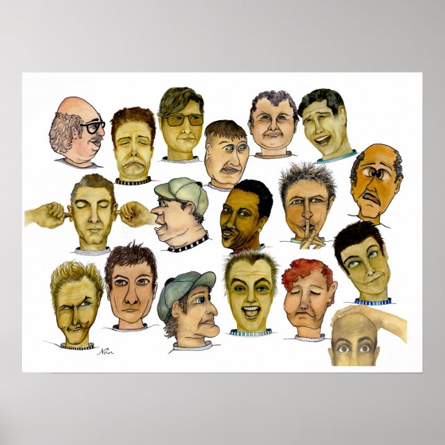 Poster Des gars amusants aux visages stupides (Devant)