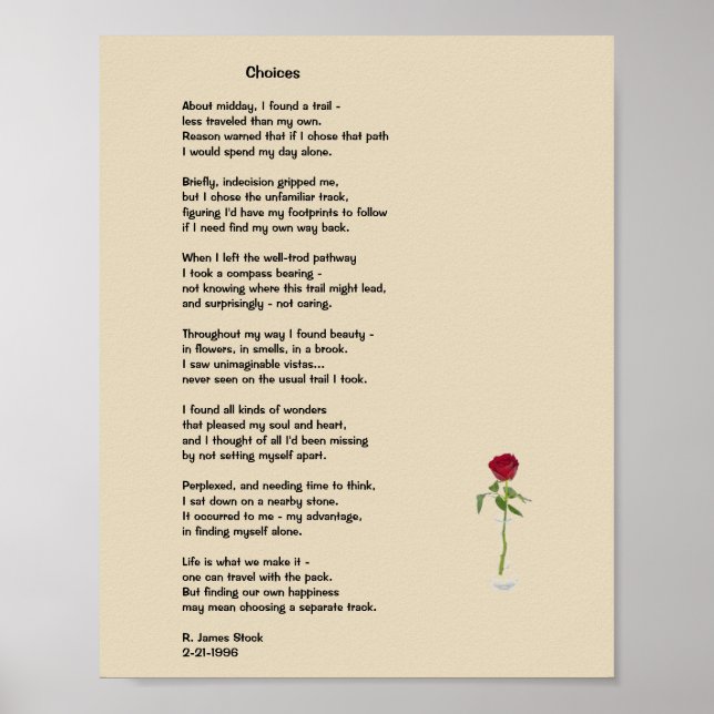 Poster des Gedichts: Entscheidungen (sich auseinan (Vorne)