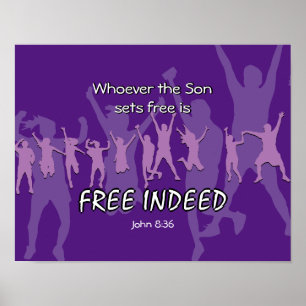 Poster DES GENS LIBRES Dansant John 8:36 PURPLE