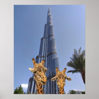 Poster Des girafes extravagantes à Burj Khalifa Wall Art