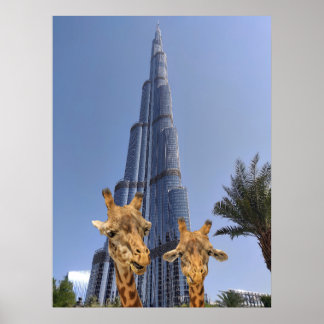 Poster Des girafes extravagantes à Burj Khalifa Wall Art