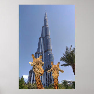 Poster Des girafes extravagantes à Burj Khalifa Wall Art