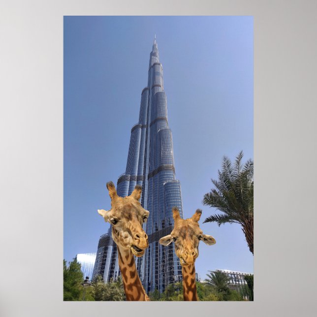 Poster Des girafes extravagantes à Burj Khalifa Wall Art (Devant)