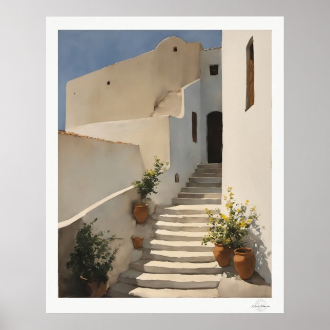 Poster des Hauses mit weißer Treppe (Vorne)