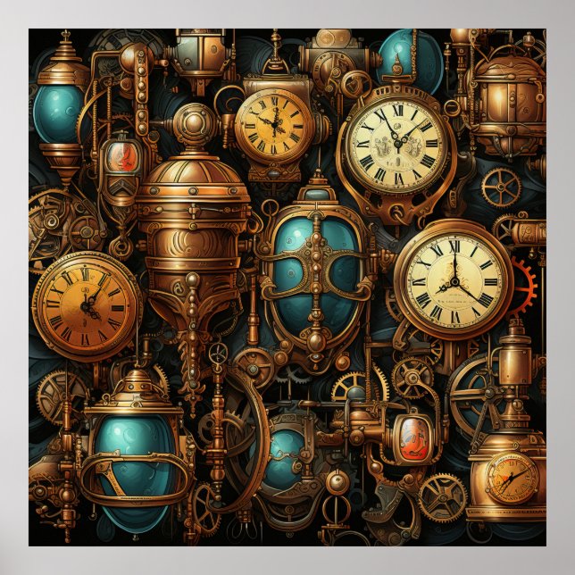 Poster des horloges Steampunk (Devant)