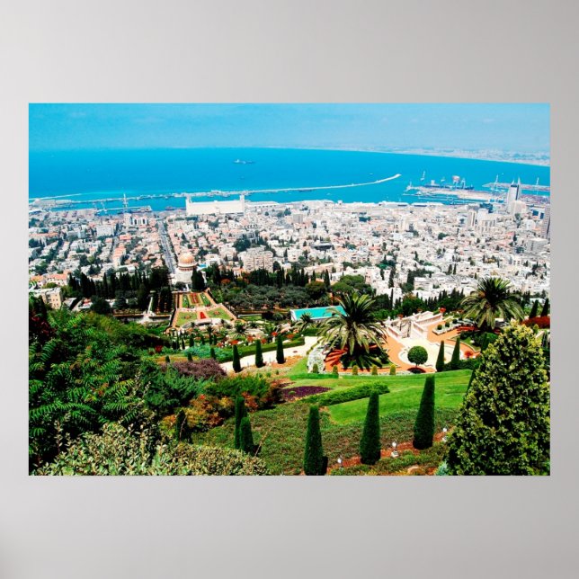Poster des Jardins Bahai au-dessus de Haïfa, au-de (Devant)
