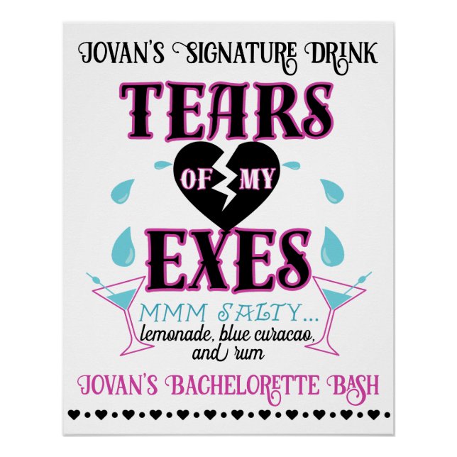 Poster Des larmes à mon Exes-Funny Bridal/Bachelorette Pa (Devant)