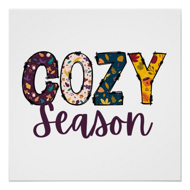 Poster des lettres de doodles de saison cosy (Devant)