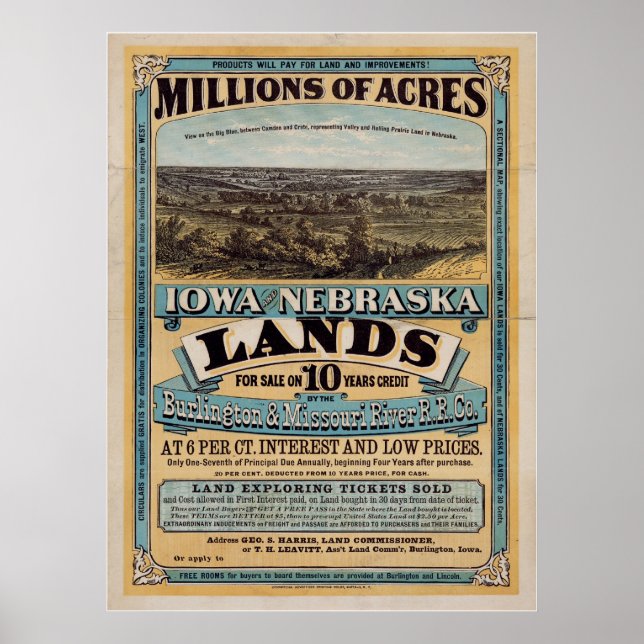 Poster Des millions d'acres. Iowa et Nebraska (Devant)