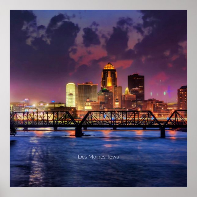 Poster Des Moines, Iowa, photo de la ville (Devant)