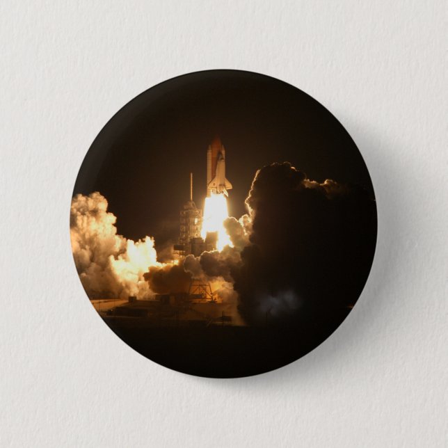 Poster des nächtlichen Space Shuttle Starts Button (Vorderseite)