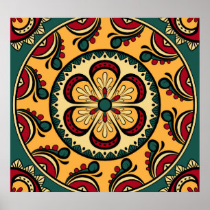 Poster Des ornements circulaires, des motif colorés sans 