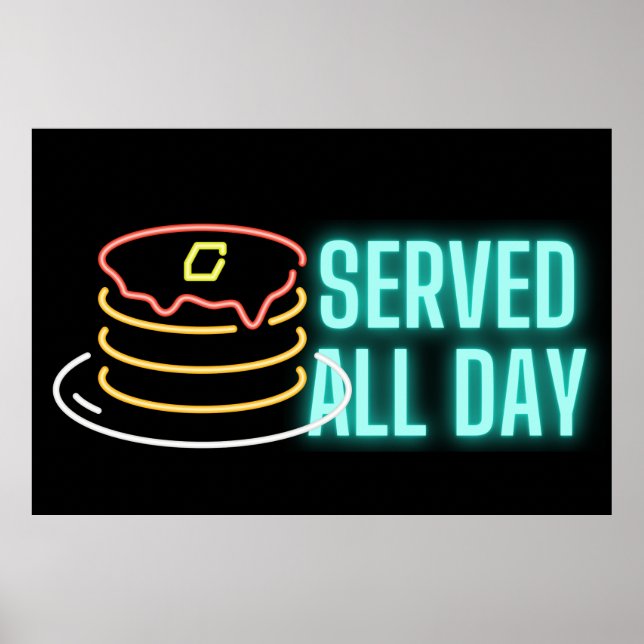 Poster des pancakes Neon servis toute la journée (Devant)