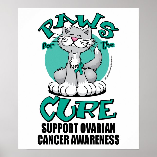 Poster Des pattes pour le cancer de l'ovaire du chat Cure (Devant)