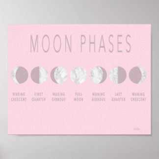Poster des Phases de la Lune de marbre rose