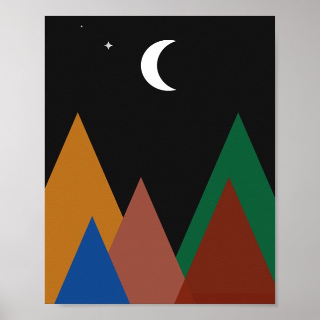 Poster Des pics silencieux sous une photo de lune de croi (Devant)